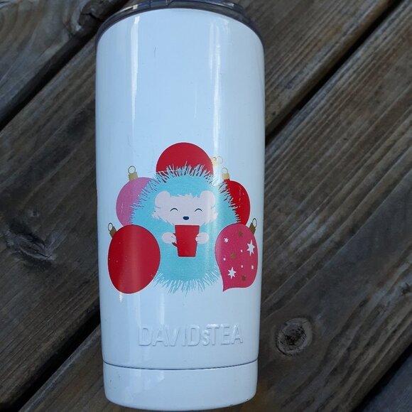 Davids Tea Metal Tumblr Hedgehog Travel Cup CUTE - Picture 1 of 6